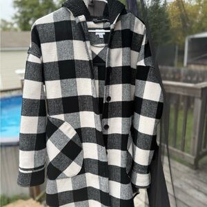 Black and White Checkered Fall Coat